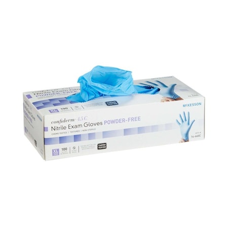 Mckesson Confiderm 4.5C, Disposable Gloves, Nitrile, Powder-Free, XL, 1000 PK, Blue 14-660C